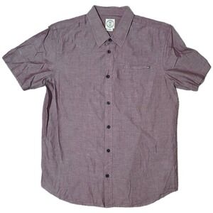 Voyager Men's Short‎ Sleeve Button Up Shirt Burgundy Heathered Size L
(C)